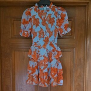 Olivaceous Vibrant Blue and Red Dress